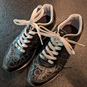 Calvin Klein Clery Espresso Leather Logo Sneakers Size Women's Size 9